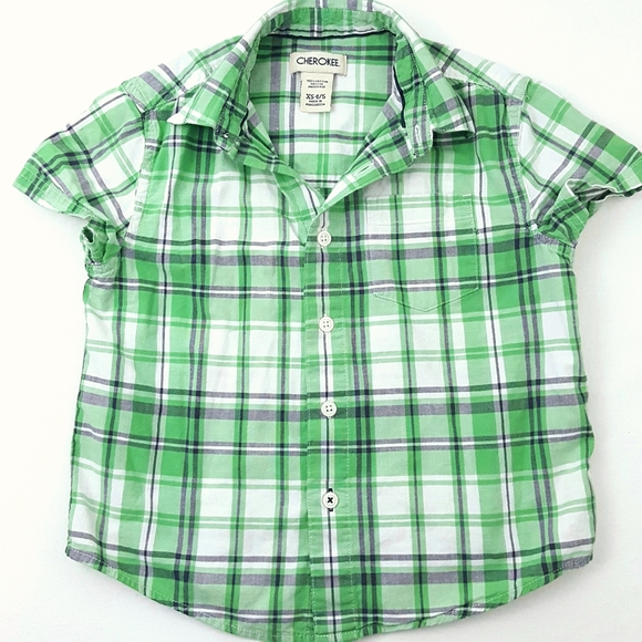 CHEROKEE Plaid Short Sleeve Collared Button Up - Picture 2 of 5